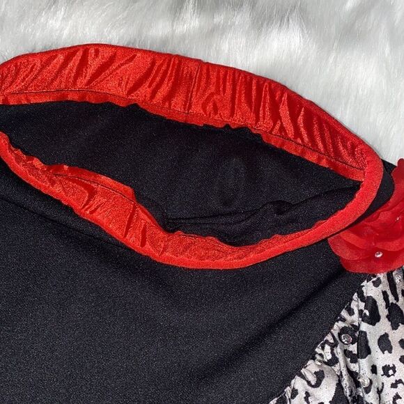 Dance Costume Latin Style Black/Red/White Animal Print Size Small - Picture 12 of 13